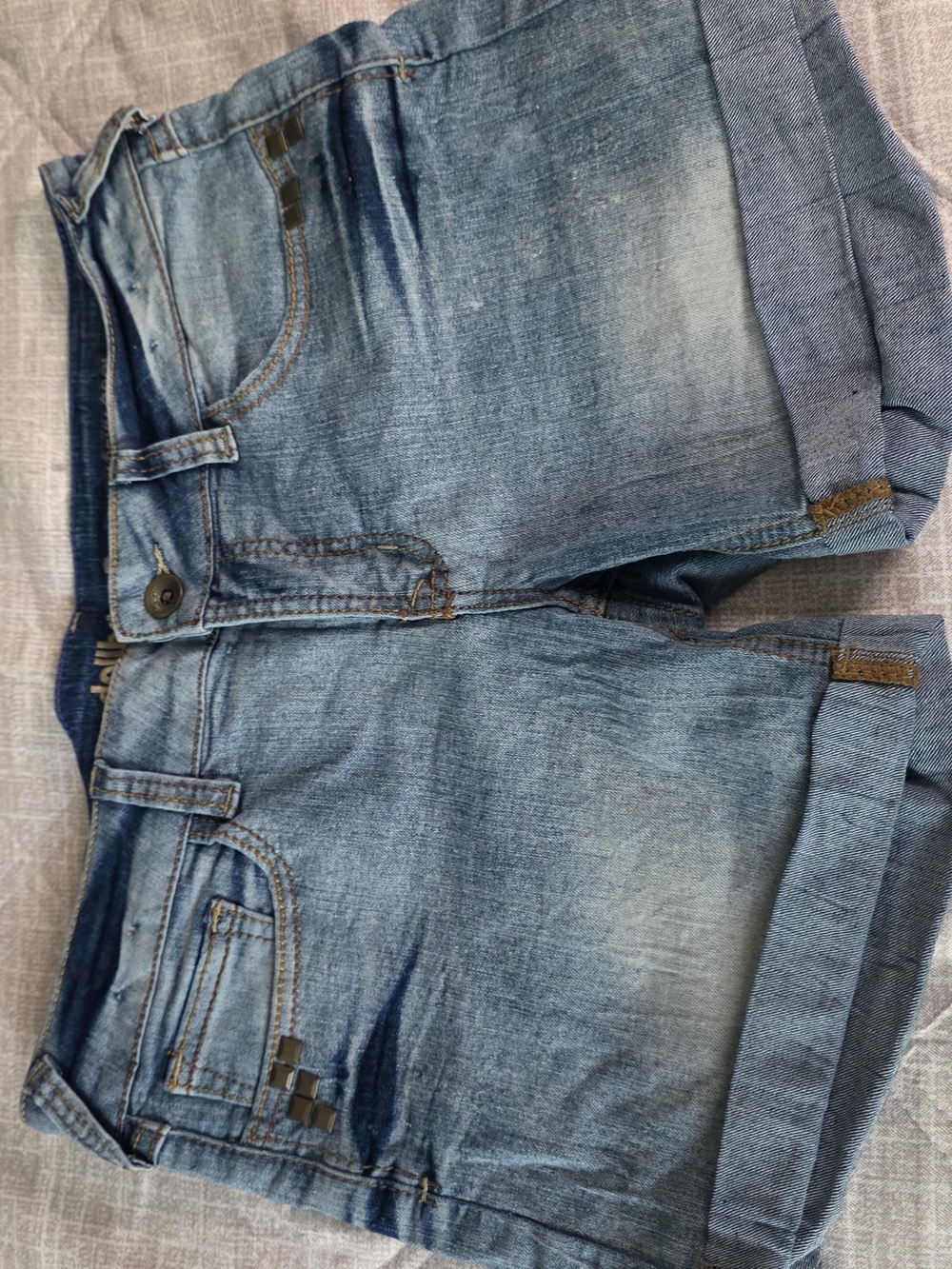 Dollhouse Faded Blue Rolled Cuff Denim Shorts